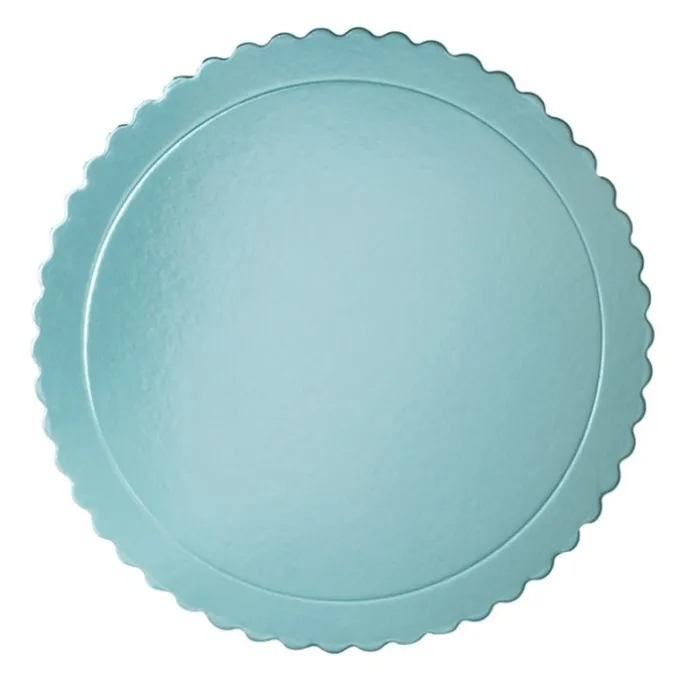 Plato redondo ondulado azul bebé metalizado 30 cm