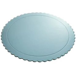 Plato redondo ondulado azul bebé metalizado 35 cm
