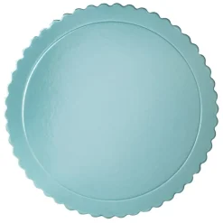 Plato redondo ondulado azul bebé metalizado 35 cm