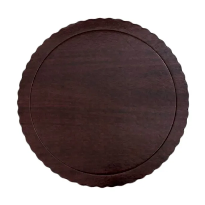 Plato redondo ondulado madera oscura 20 cm