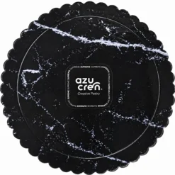 Plato redondo ondulado mármol negro 30 cm - Azucren