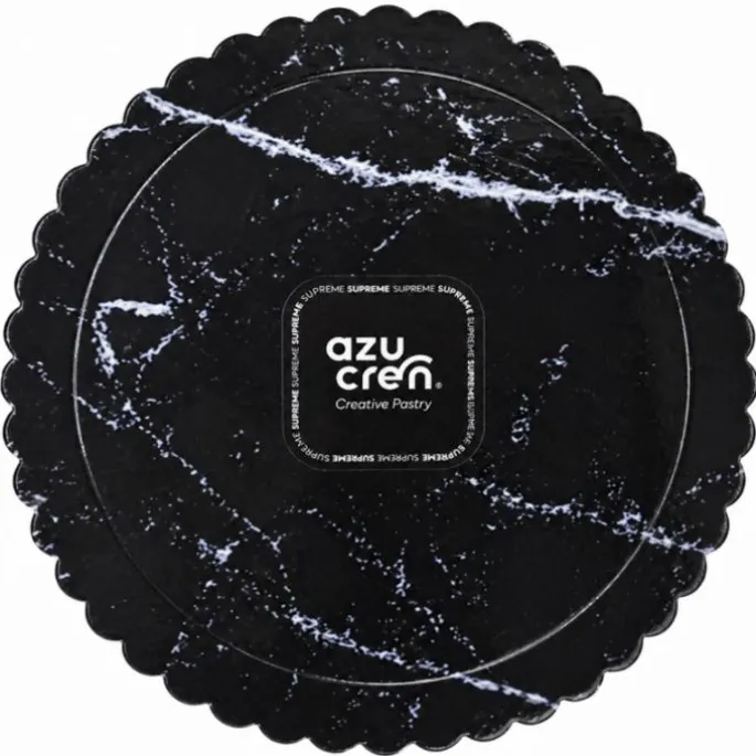 Plato redondo ondulado mármol negro 30 cm - Azucren