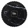 Plato redondo ondulado mármol negro 25 cm - Azucren