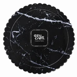 Plato redondo ondulado mármol negro 25 cm - Azucren