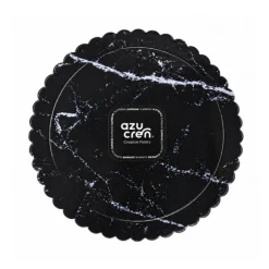 Plato redondo ondulado mármol negro 20 cm - Azucren