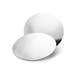 Plato redondo ondulado plateado efecto espejo 20 cm