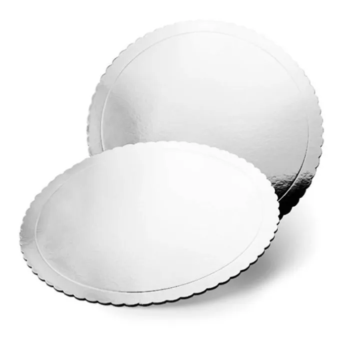 Plato redondo ondulado plateado efecto espejo 35 cm