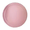 Plato redondo ondulado rosa bebé metalizado 25 cm