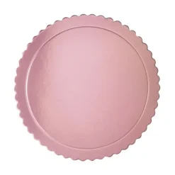 Plato redondo ondulado rosa bebé metalizado 25 cm
