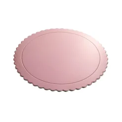 Plato redondo ondulado rosa bebé metalizado 25 cm
