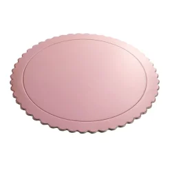 Plato redondo ondulado rosa bebé metalizado 30 cm