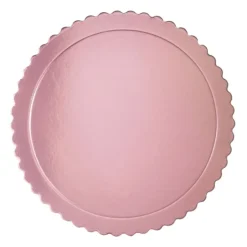 Plato redondo ondulado rosa bebé metalizado 30 cm