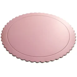 Plato redondo ondulado rosa bebé metalizado 35 cm
