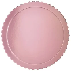 Plato redondo ondulado rosa bebé metalizado 35 cm