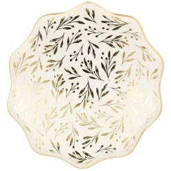 Platos con bordes ondulados Hojas doradas 27 cm (8) - Meri Meri