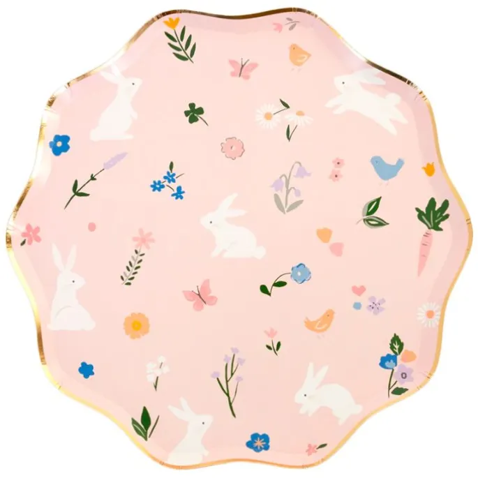 Platos con bordes ondulados Pascua 27 cm (8) - Meri Meri + REGALO vasos y servilletas