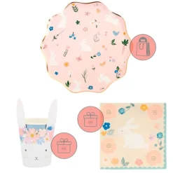 Platos con bordes ondulados Pascua 27 cm (8) - Meri Meri + REGALO vasos y servilletas