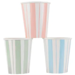 Platos con bordes ondulados rayas 26,5 cm (8) - Meri Meri + REGALOS platos y vasos