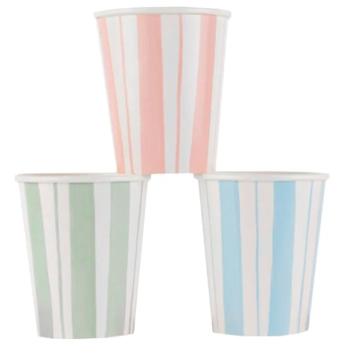 Platos con bordes ondulados rayas 26,5 cm (8) - Meri Meri + REGALOS platos y vasos