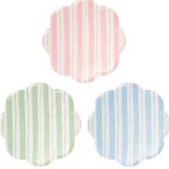 Platos con bordes ondulados rayas 26,5 cm (8) - Meri Meri + REGALOS platos y vasos