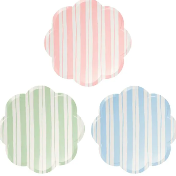 Platos con bordes ondulados rayas 26,5 cm (8) - Meri Meri + REGALOS platos y vasos
