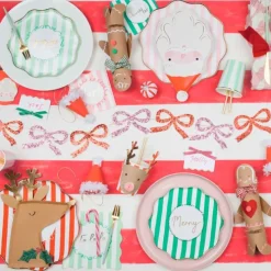 Platos con bordes ondulados rayas Navidad 21,5 cm (8) - Meri Meri