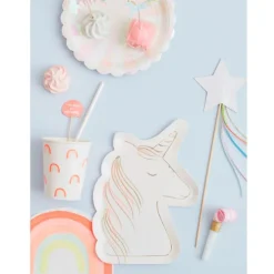 Platos con bordes rectos Arcoíris 26 cm (8) - Meri Meri + REGALO servilletas y vasos