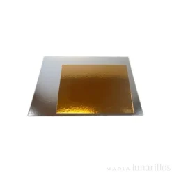 Platos cuadrados para tarta dorado y plateado 15 cm (3)