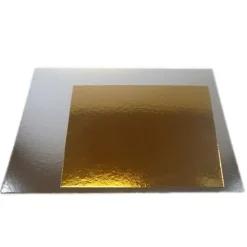 Platos cuadrados para tarta dorado y plateado 30,5 cm (3)