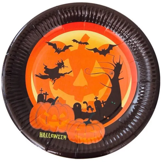 Platos de papel calabazas Halloween 23 cm (6) - Conver Party
