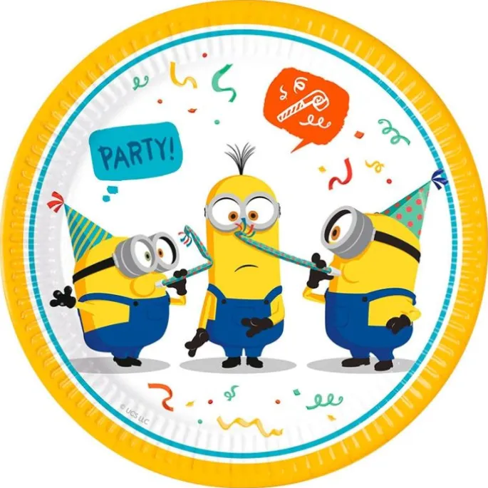 Platos de papel Minions 22,5 cm (8) - Decorata Party