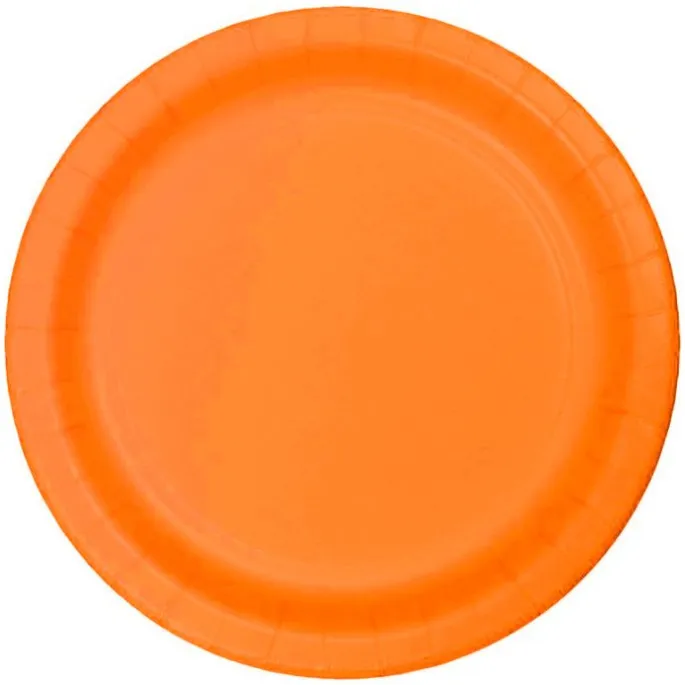 Platos de papel naranjas 23 cm (8) - Conver Party