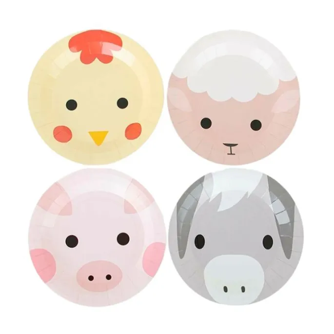 Platos de papel pequeños animales de granja 19 cm (8) - My Little Day
