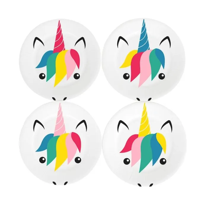 Platos de papel pequeños cara de unicornio 19 cm (8) - My Little Day