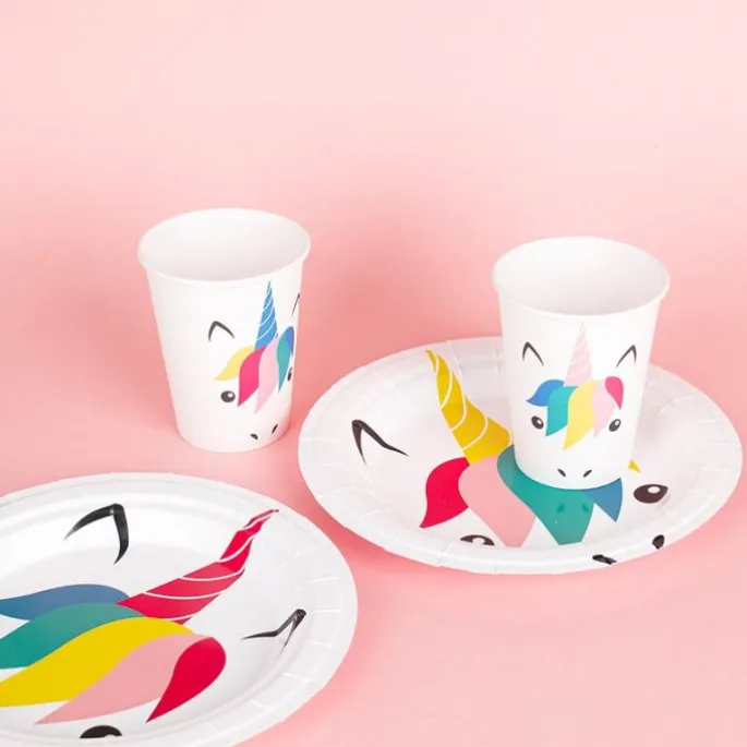 Platos de papel pequeños cara de unicornio 19 cm (8) - My Little Day