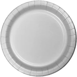 Platos de papel plateados 23 cm (8) - Conver Party