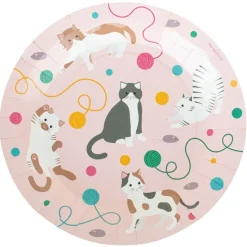Platos de papel rosas gatos 22 cm (8) - My Little Day