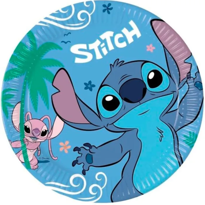 Platos de papel Stitch y Angel 23 cm (8) - Decorata Party