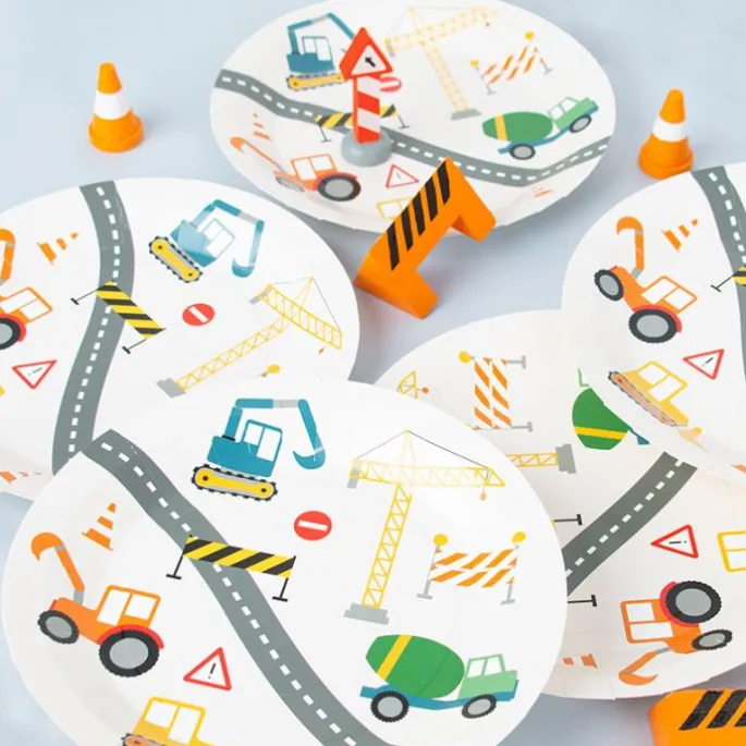 Platos de papel vehículos de construcción 22 cm (8) - My Little Day