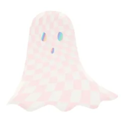 Platos fantasmas cuadros rosas Halloween 23 cm (8) - Meri Meri