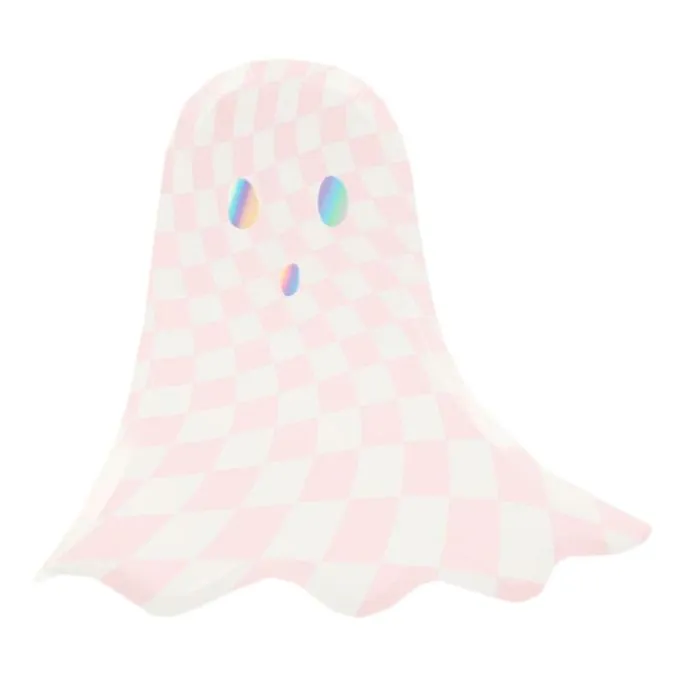 Platos fantasmas cuadros rosas Halloween 23 cm (8) - Meri Meri
