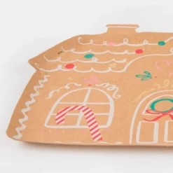 Platos kraft casita de jengibre Navidad 25 x 18 cm (8) - Meri Meri