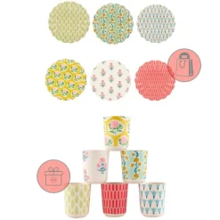 Platos ondulados de plástico reciclado 25 cm (6) - Meri Meri + REGALO vasos
