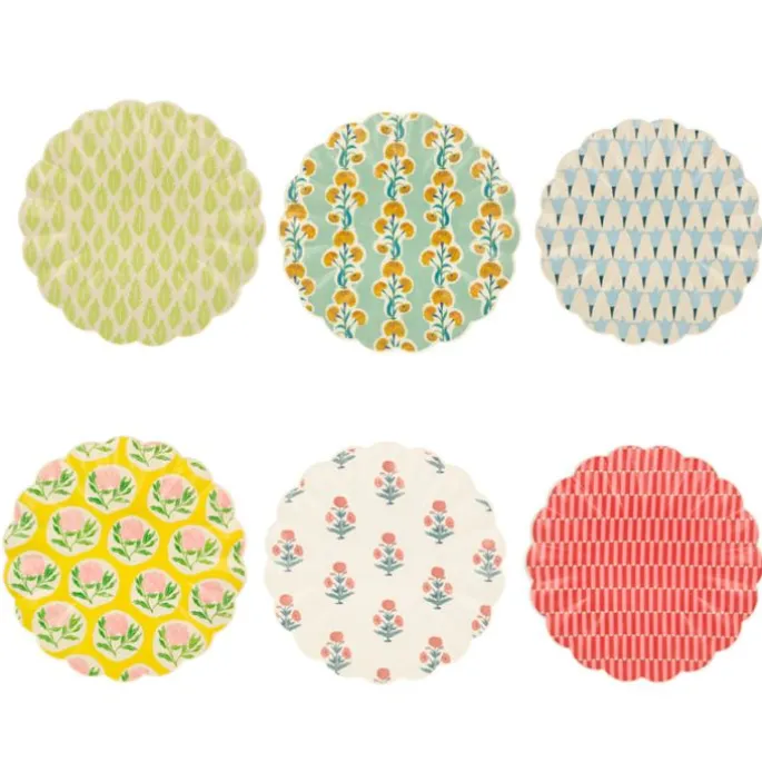 Platos ondulados de plástico reciclado 25 cm (6) - Meri Meri + REGALO vasos