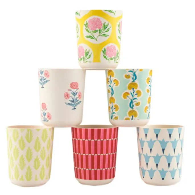 Platos ondulados de plástico reciclado 25 cm (6) - Meri Meri + REGALO vasos