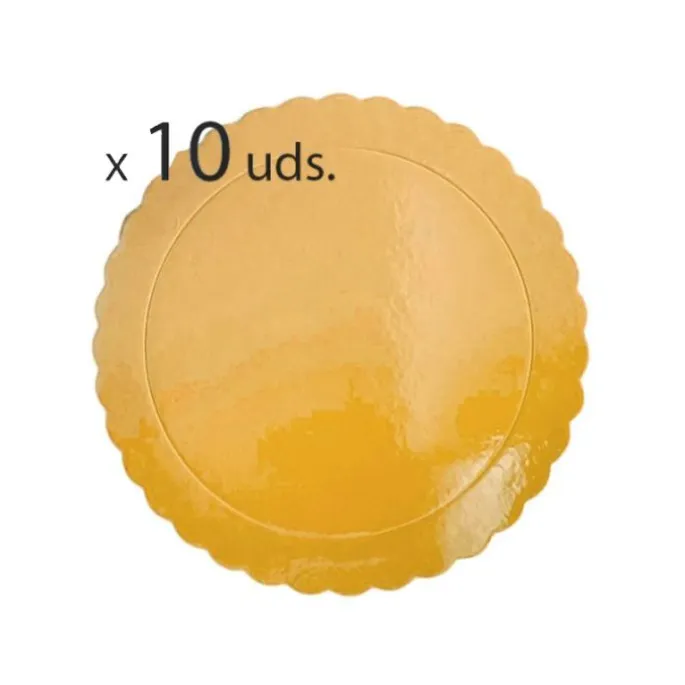 Platos redondos ondulados dorados 20 cm (10)