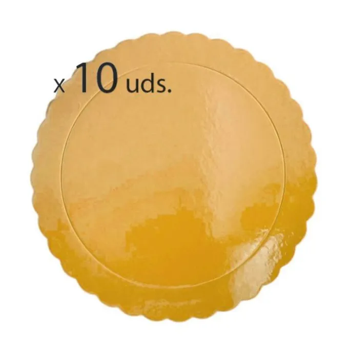 Platos redondos ondulados dorados 25 cm (10)