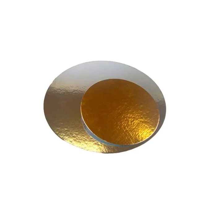 Platos redondos para tarta dorado y plateado 12,8 cm (3)