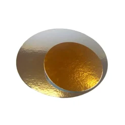 Platos redondos para tarta dorado y plateado 23 cm (3)