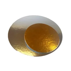 Platos redondos para tarta dorado y plateado 25,5 cm (3)